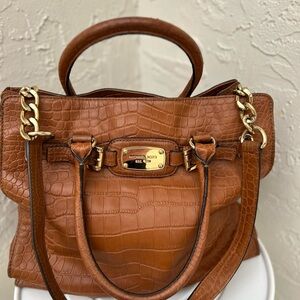 Michael Kors Hamilton satchel tote bag in a brown crocodile Embossed Leather